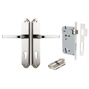Annecy Lever Shouldered Backplate Entrance Kit w High Security Lock Polished Nickel