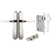 Annecy Lever Shouldered Backplate Entrance Kit w High Security Lock Polished Nickel