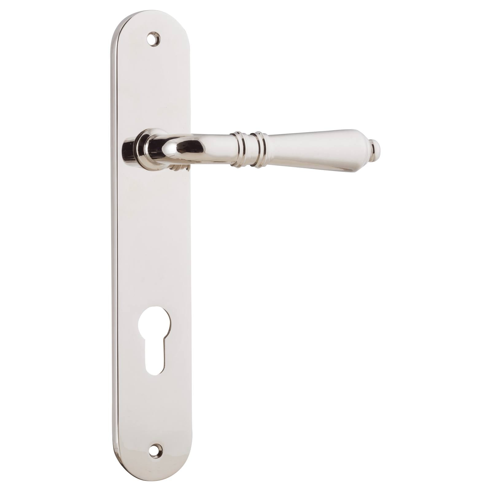 Sarlat Oval 85mm Euro Lever Set, Polished Nickel