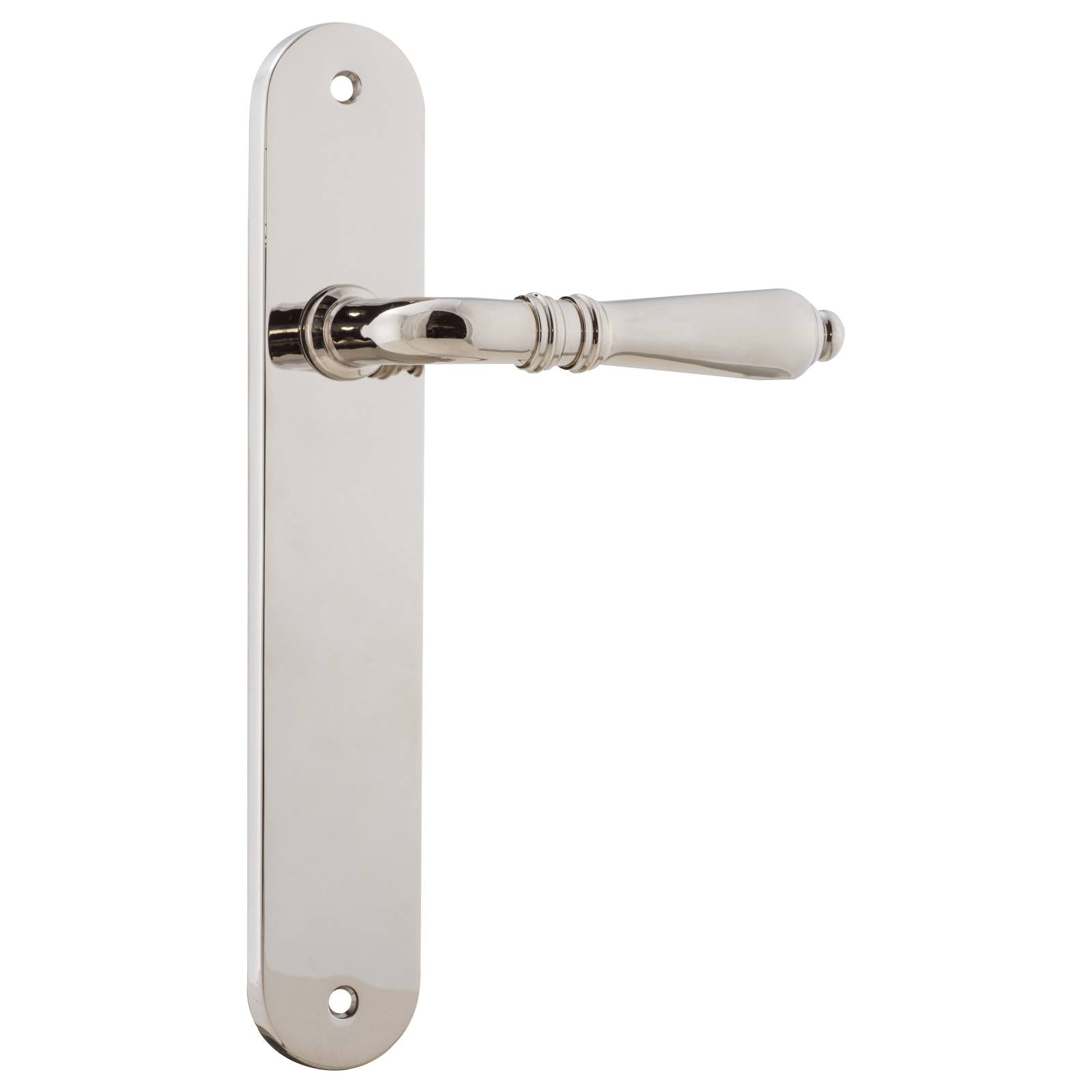 Sarlat Oval Lever Latch Set, Polished Nickel