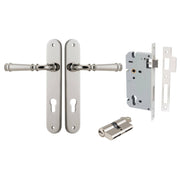 Verona Lever Oval Backplate Entrance Kit w High Security Lock Polished Nickel