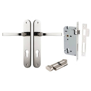Annecy Lever Oval Backplate Entrance Kit w High Security Lock Polished Nickel