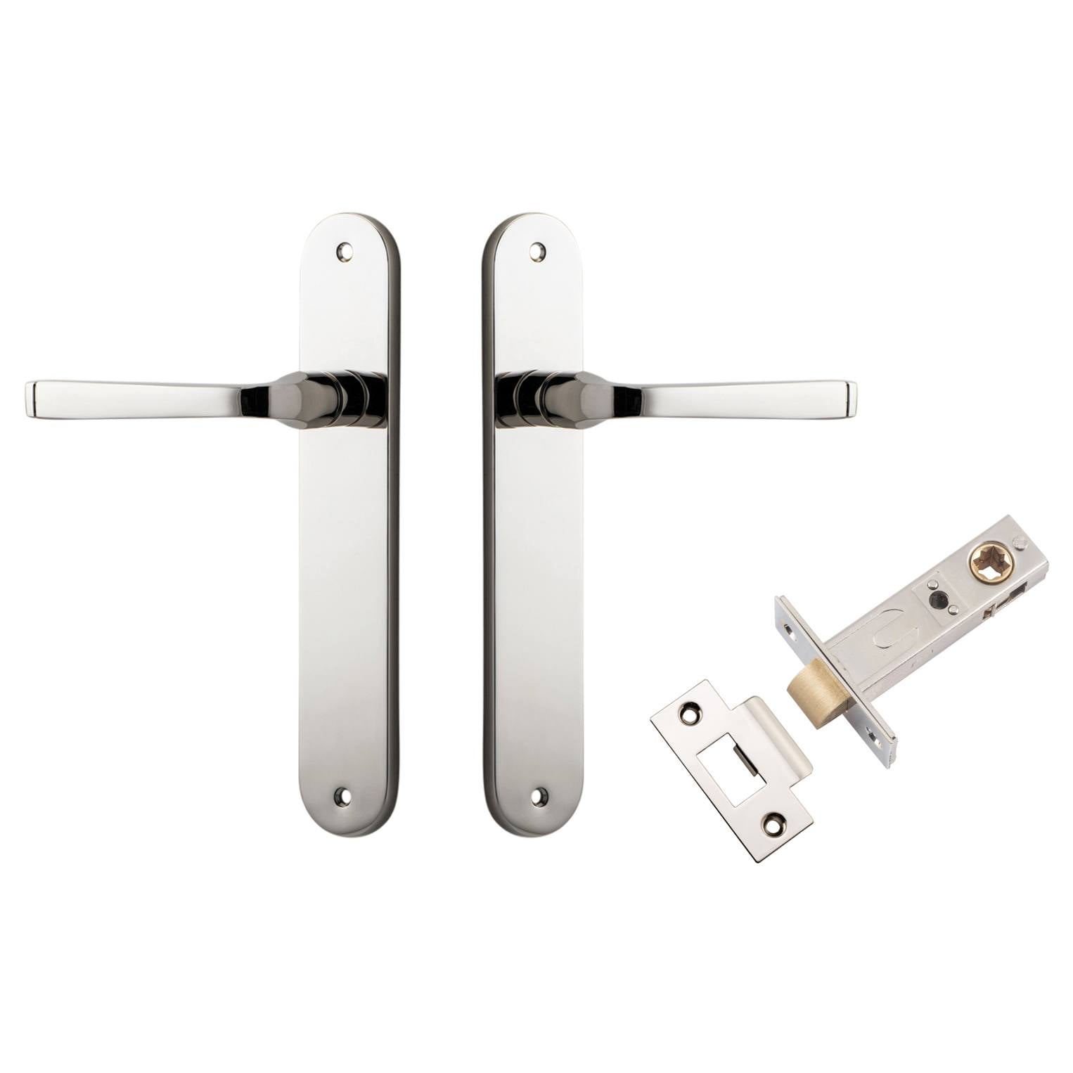 Annecy Lever Oval Backplate Passage Kit Polished Nickel