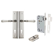Verona Lever Stepped Backplate Entrance Kit w High Security Lock Polished Nickel