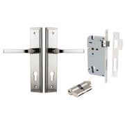 Annecy Lever Stepped Backplate Entrance Kit w High Security Lock Polished Nickel