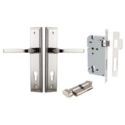 Annecy Lever Stepped Backplate Entrance Kit w High Security Lock Polished Nickel