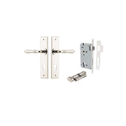 Sarlat Lever Chamfered Backplate Entrance Kit w High Security Lock Polished Nickel