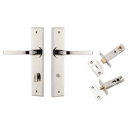 Annecy Lever Chamfered Backplate Privacy Kit w Privacy Turn Polished Nickel