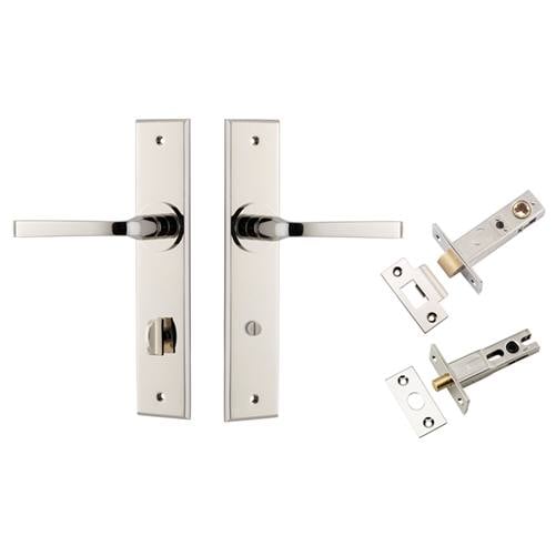 Annecy Lever Chamfered Backplate Privacy Kit w Privacy Turn Polished Nickel