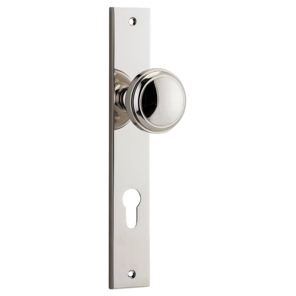 Paddington Knob Rectangular Backplate Polished Nickel