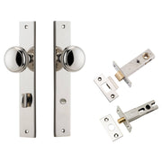 Paddington Knob Rectangular Backplate Privacy Kit w Privacy Turn Polished Nickel