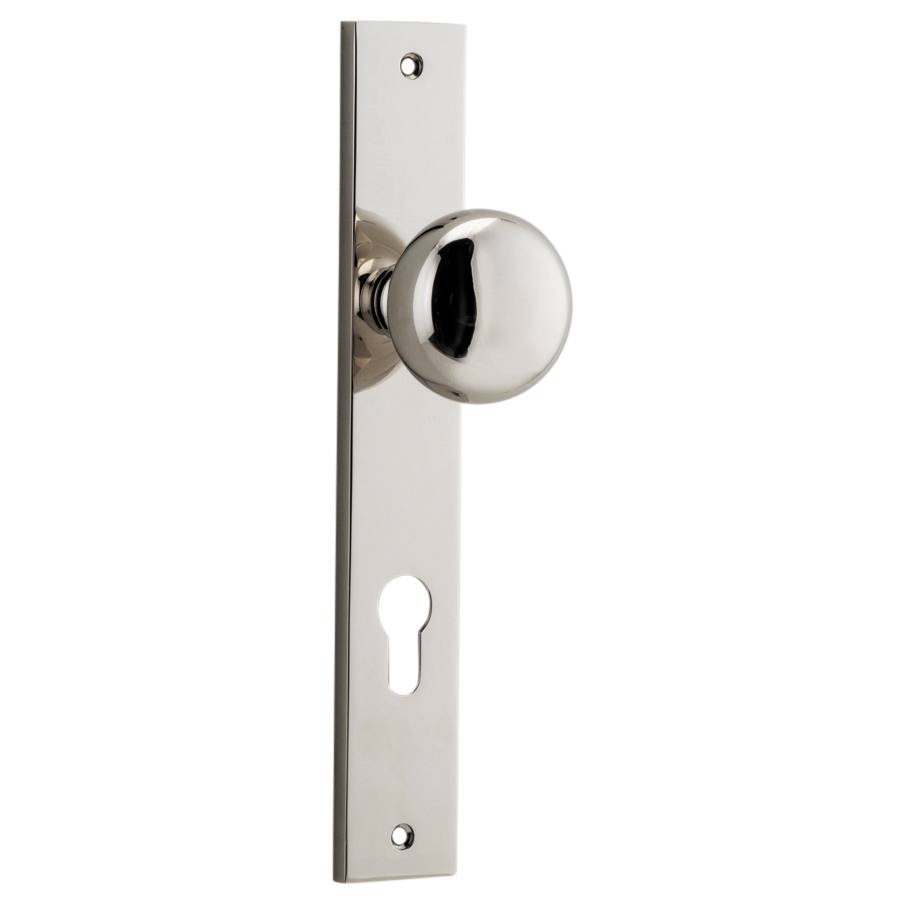 Cambridge Knob Rectangular Backplate Polished Nickel