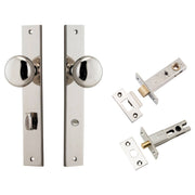 Cambridge Knob Rectangular Backplate Privacy Kit w Privacy Turn Polished Nickel