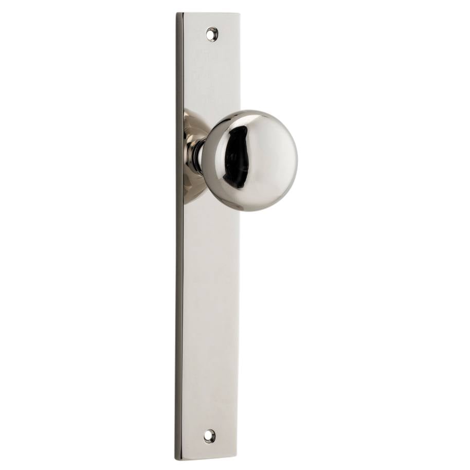 Cambridge Knob Rectangular Backplate Polished Nickel
