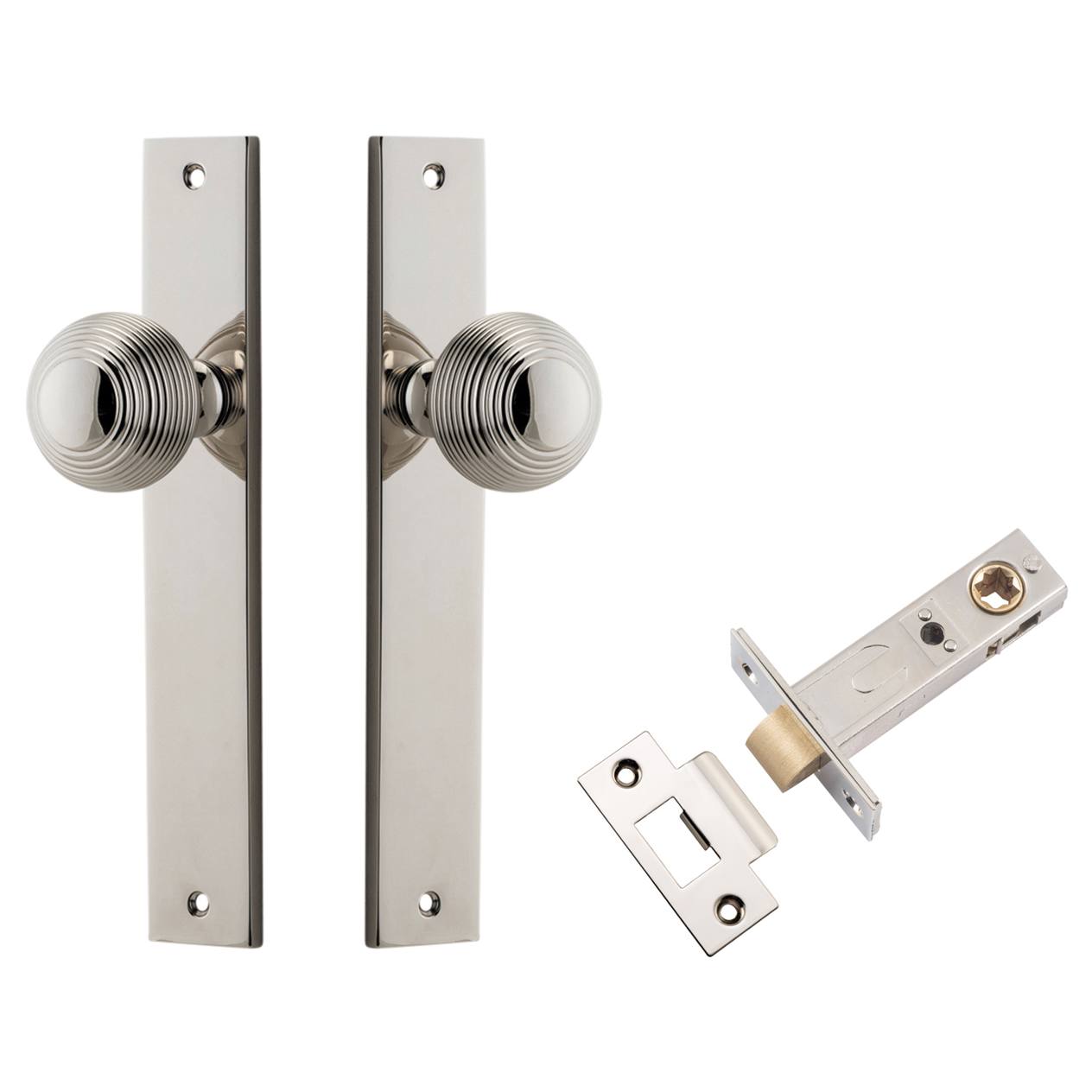 Guildford Knob Rectangular Backplate Passage Kit Polished Nickel