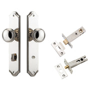 Paddington Knob Shouldered Backplate Privacy Kit w Privacy Turn Polished Nickel