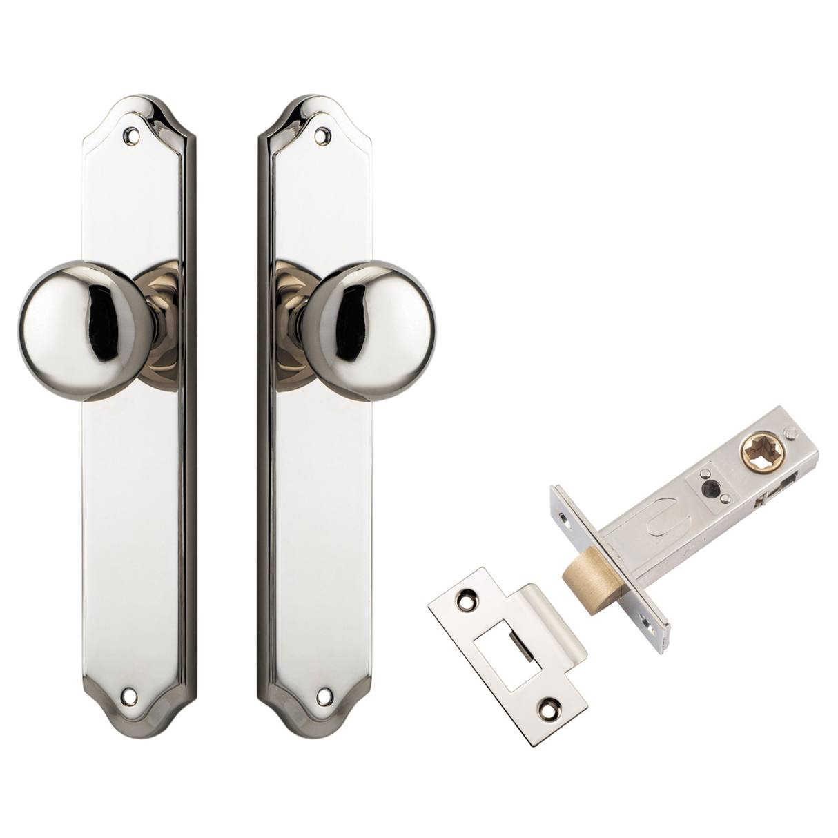 Cambridge Knob Shouldered Backplate Passage Kit Polished Nickel