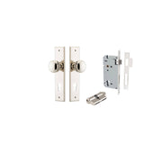 Paddington Knob Chamfered Backplate Entrance Kit w High Security Lock Polished Nickel
