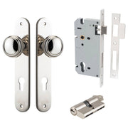 Paddington Knob Oval Backplate Entrance Kit w High Security Lock Polished Nickel