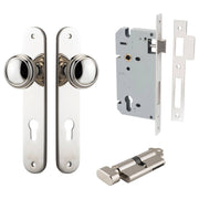 Paddington Knob Oval Backplate Entrance Kit w High Security Lock Polished Nickel
