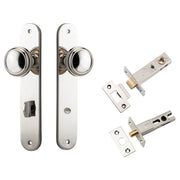 Paddington Knob Oval Backplate Privacy Kit w Privacy Turn Polished Nickel