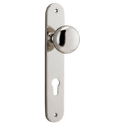 Cambridge Knob Oval Backplate Polished Nickel