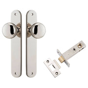 Cambridge Knob Oval Backplate Passage Kit Polished Nickel