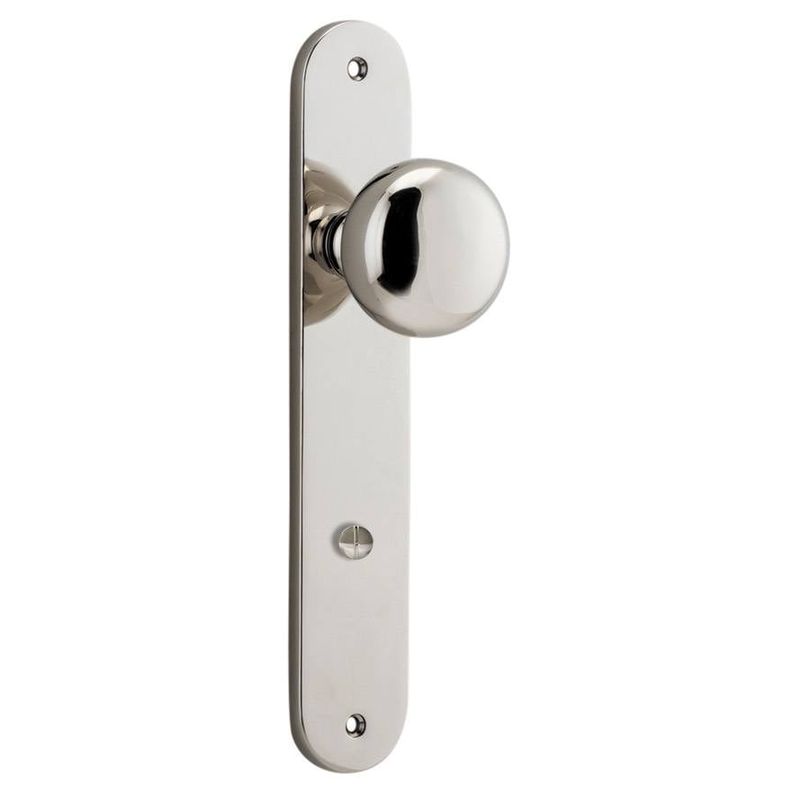 Cambridge Knob Oval Backplate Polished Nickel