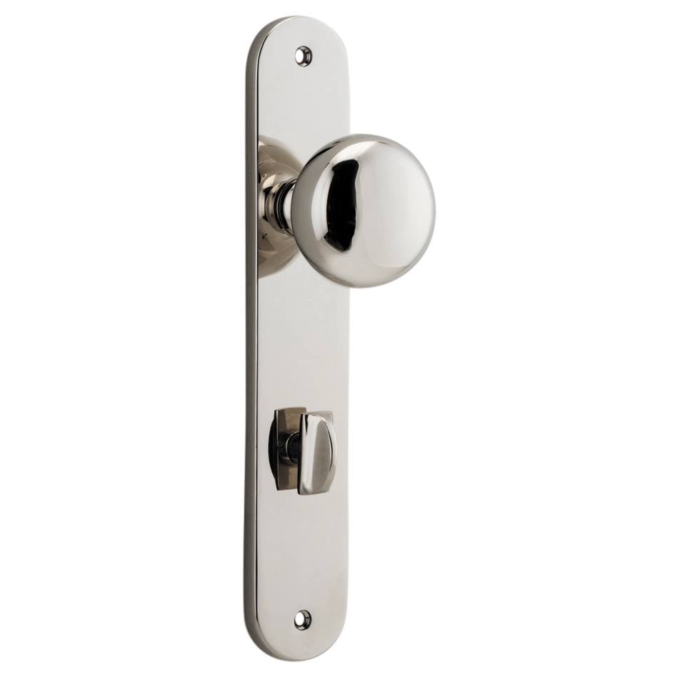 Cambridge Knob Oval Backplate Polished Nickel