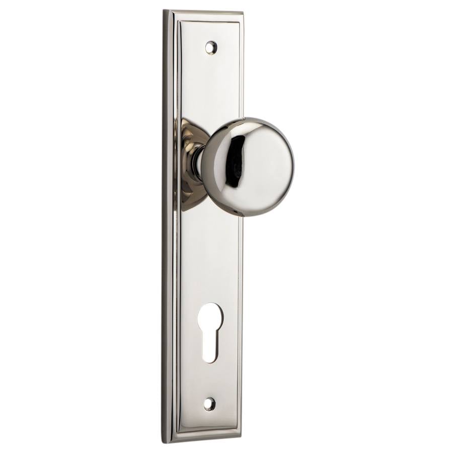 Cambridge Knob Stepped Backplate Polished Nickel