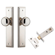 Cambridge Knob Stepped Backplate Passage Kit Polished Nickel