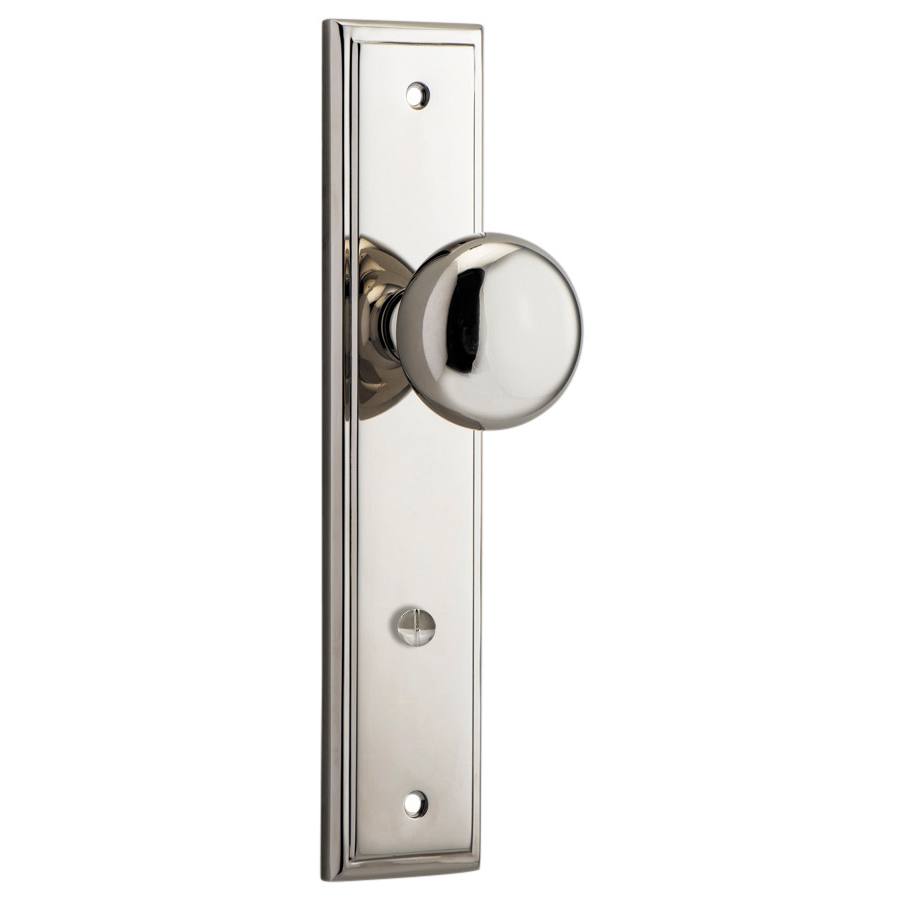 Cambridge Knob Stepped Backplate Polished Nickel