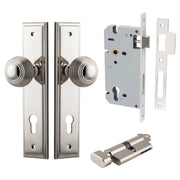 Guildford Knob Stepped Backplate Entrance Kit w High Security Lock Polished Nickel