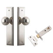 Guildford Knob Stepped Backplate Passage Kit Polished Nickel