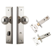 Guildford Knob Stepped Backplate Privacy Kit w Privacy Turn Polished Nickel