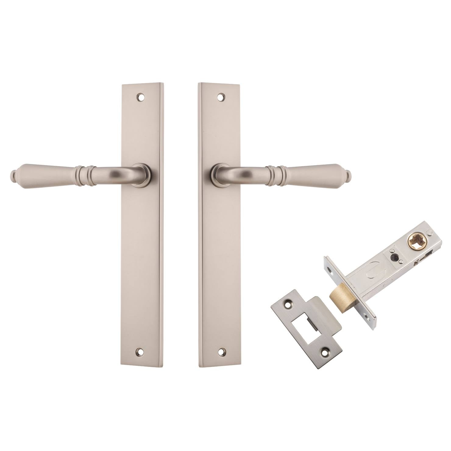 Sarlat Lever Rectangular Backplate Passage Kit Satin Nickel