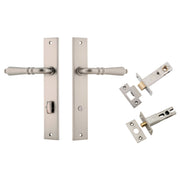 Sarlat Lever Rectangular Backplate Privacy Kit w Privacy Turn Satin Nickel