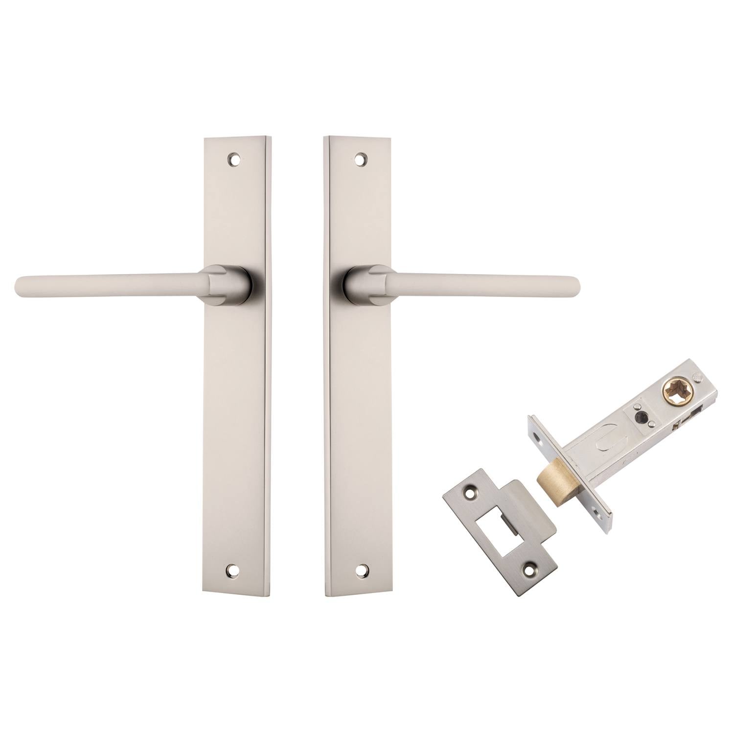 Baltimore Lever Rectangular Backplate Passage Kit Satin Nickel