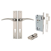 Oxford Lever Rectangular Backplate Entrance Kit w High Security Lock Satin Nickel