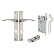 Oxford Lever Rectangular Backplate Entrance Kit w High Security Lock Satin Nickel