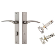 Oxford Lever Rectangular Backplate Privacy Kit w Privacy Turn Satin Nickel