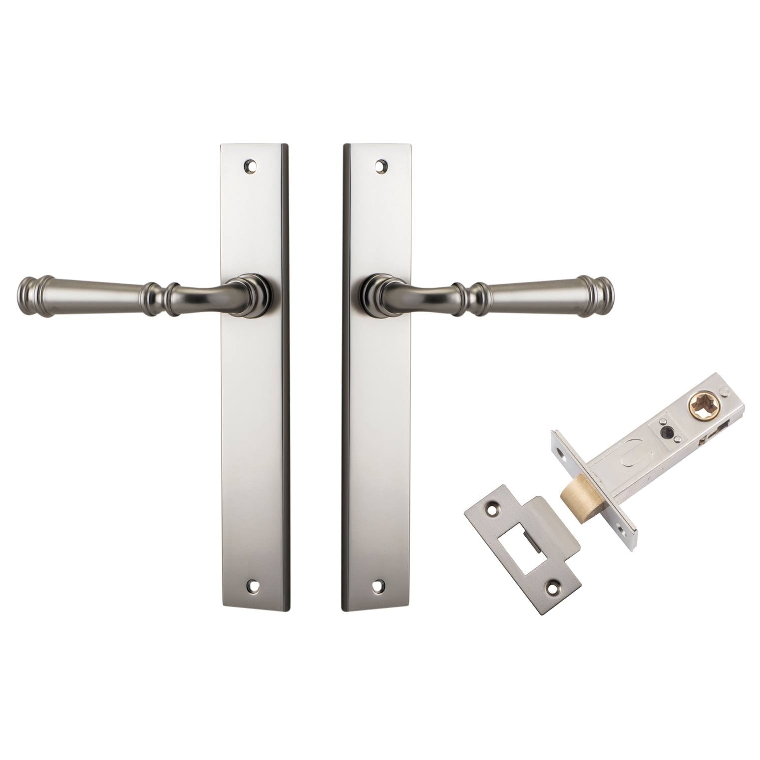Verona Lever Rectangular Backplate Passage Kit Satin Nickel