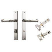 Verona Lever Rectangular Backplate Privacy Kit w Privacy Turn Satin Nickel