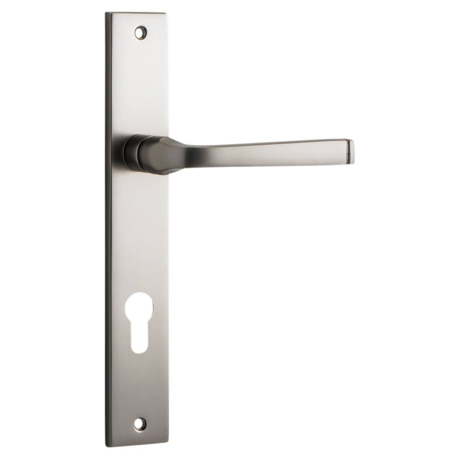Annecy Lever Rectangular Backplate Satin Nickel