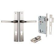 Annecy Lever Rectangular Backplate Entrance Kit w High Security Lock Satin Nickel