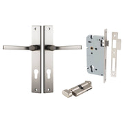 Annecy Lever Rectangular Backplate Entrance Kit w High Security Lock Satin Nickel