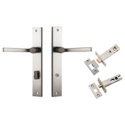 Annecy Lever Rectangular Backplate Privacy Kit w Privacy Turn Satin Nickel