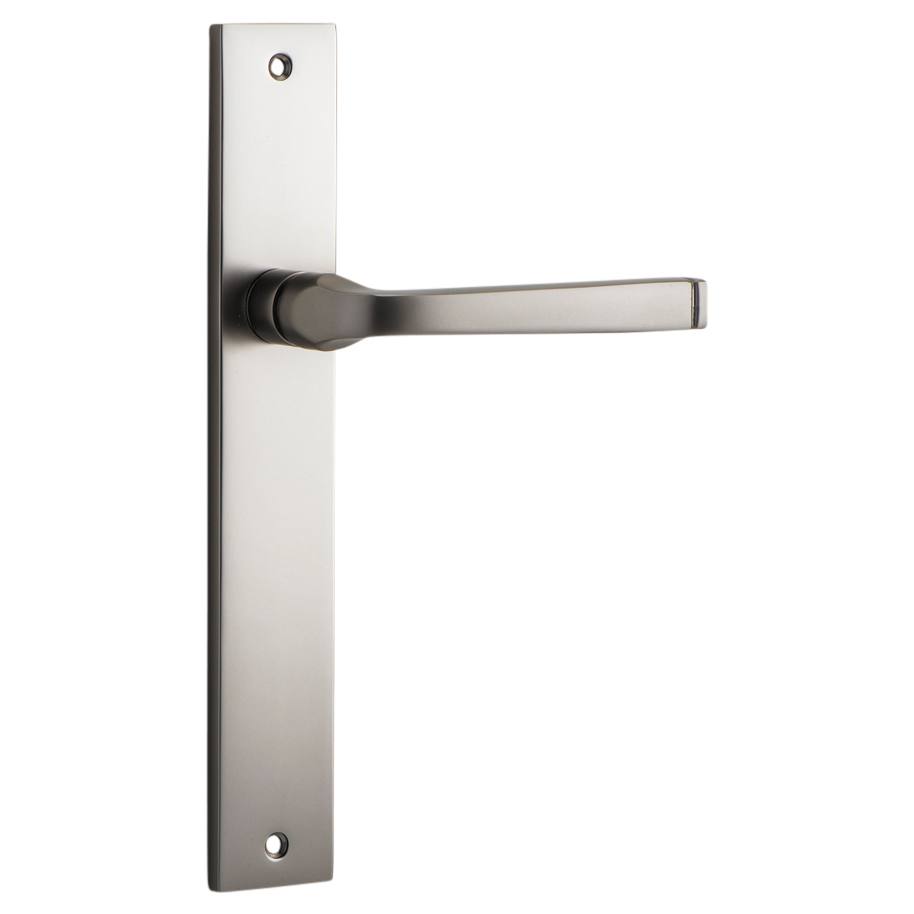 Annecy Lever Rectangular Backplate Satin Nickel