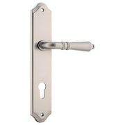 Sarlat Shouldered 85mm Euro Lever Set, Sat Nickel