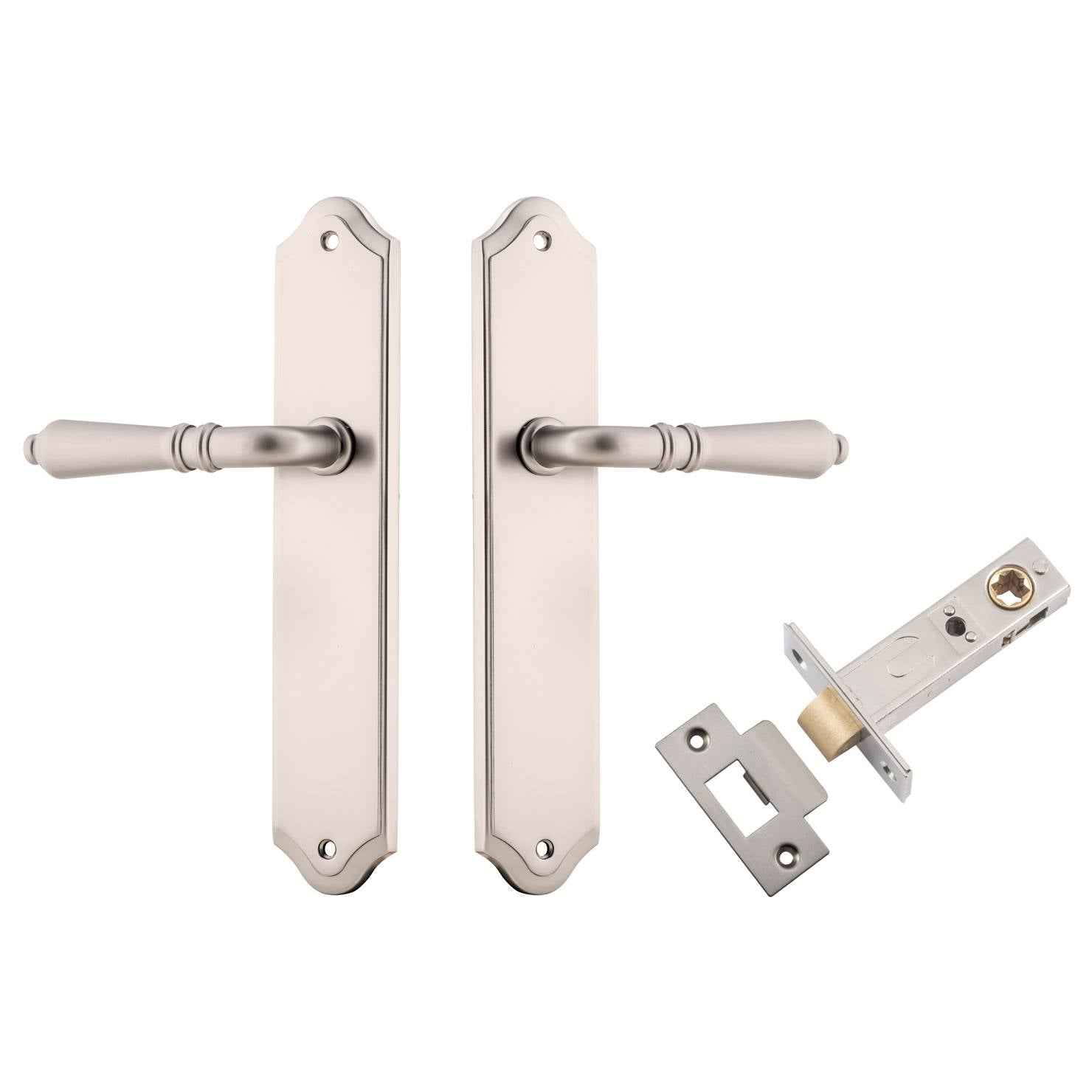 Sarlat Lever Shouldered Backplate Passage Kit Satin Nickel